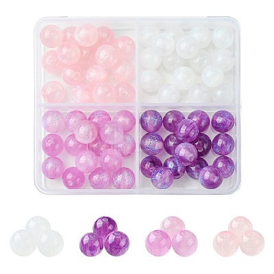64Pcs 4 Colors Round Imitation Cat Eye Resin Beads RESI-FS0001-66B-1