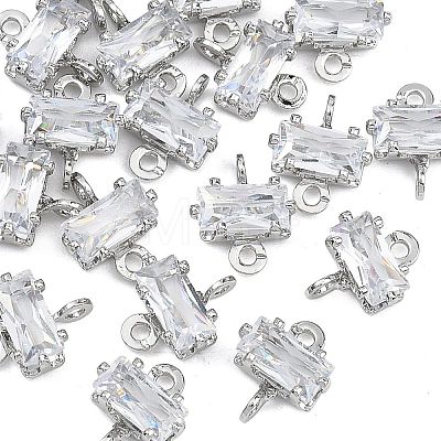SHEGRACE Brass Pave Cubic Zirconia Rectangle Connector Charms XGRQ2O062-438A-P-1