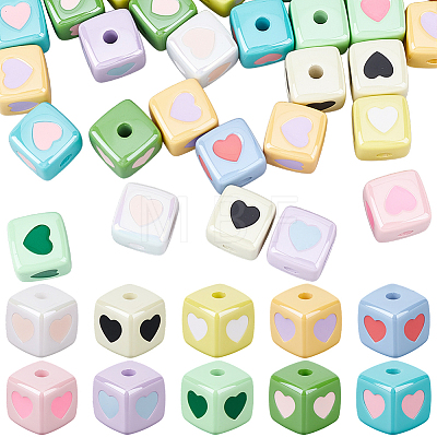 40Pcs Opaque Acrylic Enamel Beads OACR-PA0001-92-1