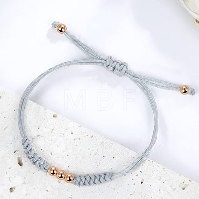 5Pcs Multicolor Stylish Unisex Round Brass Bead Braided Bracelet Sets OJ1564-1-1
