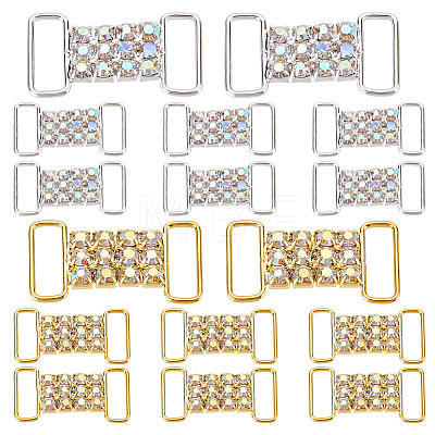 AHADERMAKER 16Pcs 2 Colors Brass Micro Pave Crystal AB Rhinestone Connector Charms FIND-GA0002-42-1
