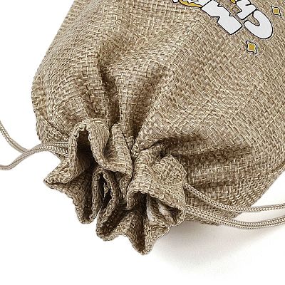 Christmas Printed Burlap Packing Pouches Drawstring Bags ABAG-Q053-02B-12-1