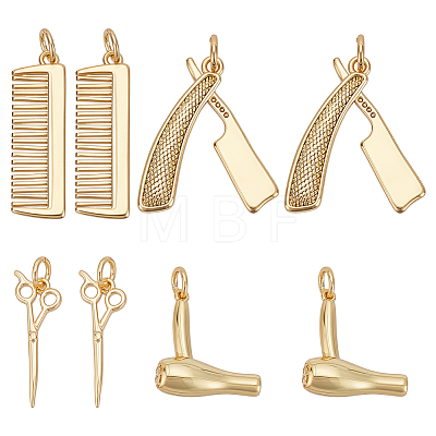 8Pcs 4 Styles Hairdressing Brass Pendants KK-UN0006-11-1