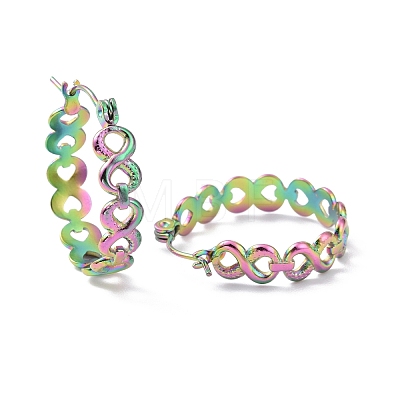 Ion Plating(IP) Rainbow Color 304 Stainless Steel Infinity Hoop Earrings for Women EJEW-G293-28M-1