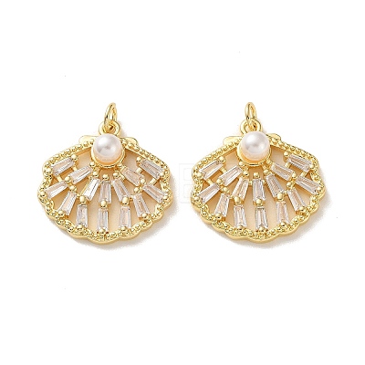 Brass Micro Pave Clear Cubic Zirconia Charms KK-P351-03B-G-1