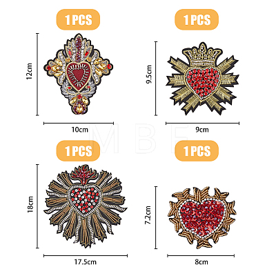 4Pcs 4 Style Polyester Cloth Patches PATC-HY0001-11-1