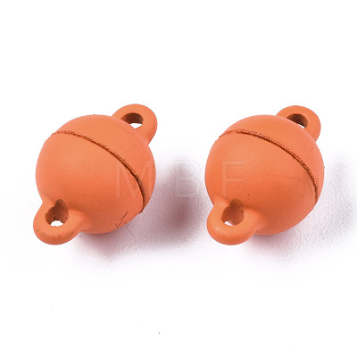 Spray Painted Alloy Magnetic Clasps with Loops PALLOY-T080-20-NR-1