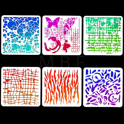 6Pcs 6 Styles PET Hollow Out Drawing Painting Stencils DIY-WH0416-0020-1