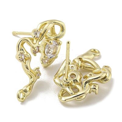 Brass Cubic Zirconia Stud Earring Findings KK-R154-11G-1