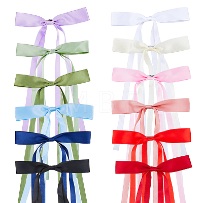SUPERFINDINGS 24Pcs 12 Colors Polyester Ribbon Bowknot Alligator Hair Clips PHAR-FH0001-04-1