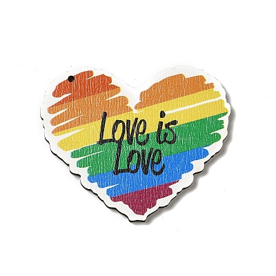 Rainbow/Pride Flag Theme Single Printed Aspen Wood Pendants WOOD-G014-21-1