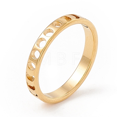 304 Stainless Steel Moon Phase Finger Ring for Women RJEW-A006-03G-1