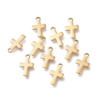 Ion Plating(IP) 304 Stainless Steel Tiny Cross Charms STAS-E104-34G-1