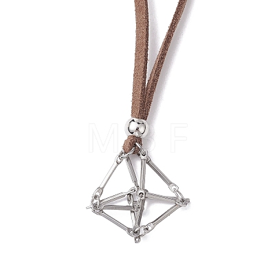 Crystal Holder Cage Necklace NJEW-JN04587-01-1