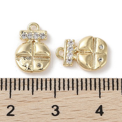 Brass Micro Pave Clear Cubic Zirconia Charms KK-G491-08G-1