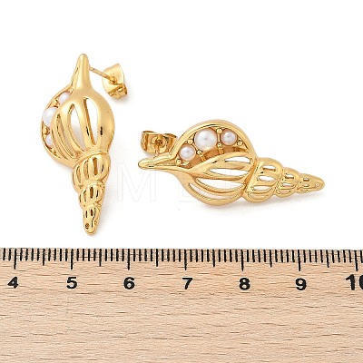 304 Stainless Steel Conch Stud Earrings EJEW-M073-13G-02-1