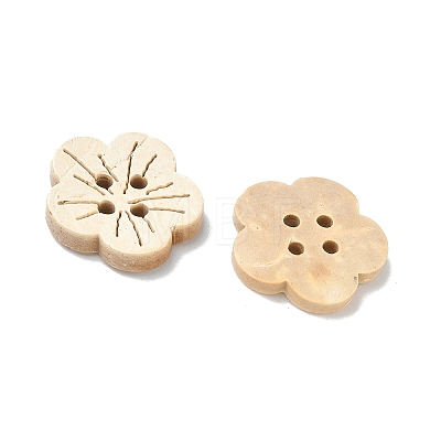 Carved 4-hole Basic Sewing Button in Flower Shape NNA0YYS-1