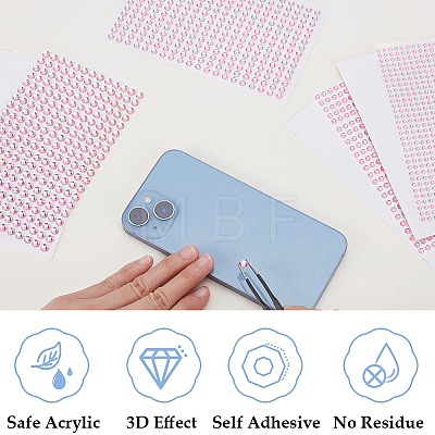 4 Sheets 4 Styles Acrylic Imitation Pearl Stickers Paper Sheets for Craft DIY-SP0002-64A-1