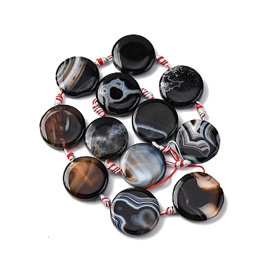 Natural Banded Agate Beads Strands G-NH0040-01G-1