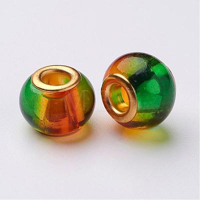 Spray Painted Two Tone Glass European Beads GPDL-R003-M2-1
