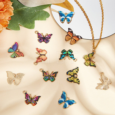 HOBBIESAY 64Pcs 16 Styles Light Gold Alloy Enamel Pendants ENAM-HY0003-12-1