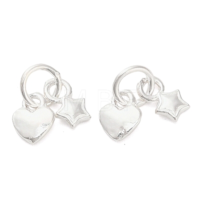 925 Sterling Silver Heart and Star Charms STER-P071-06S-1