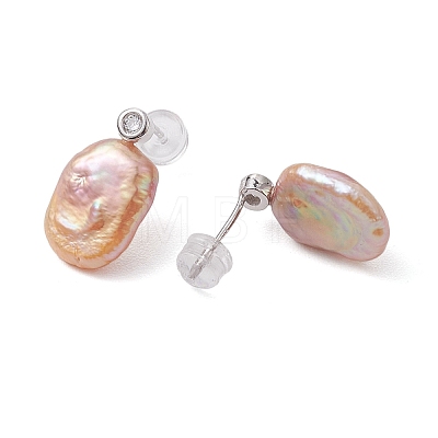 Natural Pearl Ear Studs EJEW-P286-27P-1