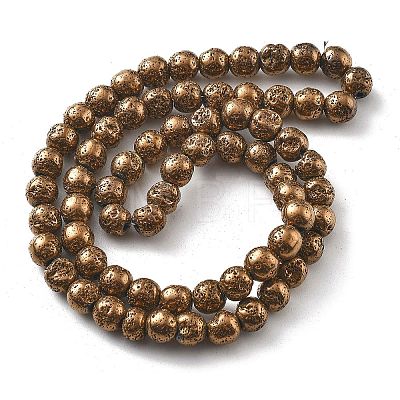 Electroplated Natural Lava Rock Beads Strands G-A251-B01-01A-1