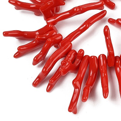 Opaque Acrylic Imitation Coral Beads Strands SACR-P033-01A-06-1