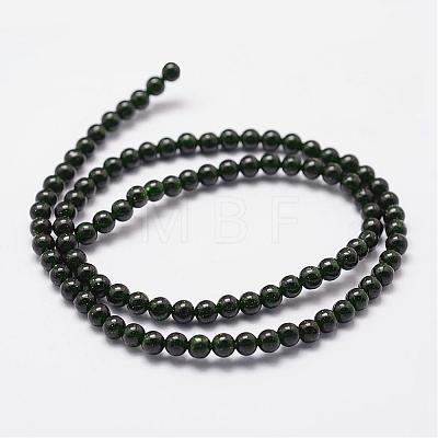Synthetic Green Goldstone Beads Strands G-N0178-02-6mm-1
