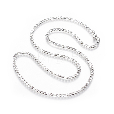304 Stainless Steel Curb Chain Necklaces NJEW-E143-06P-1