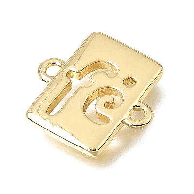 Brass Hollow Rectangle Links Connector Charms KK-C263-28B-G-1
