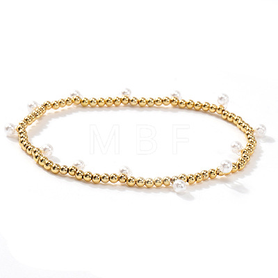 Minimalist Brass Round Beads Stretch Bracelets for Women OV6475-5-1