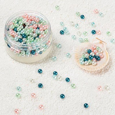 300Pcs Baking Painted Pearlized Glass Pearl Round Beads HY-FS0001-04-1