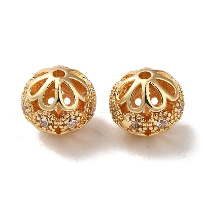 Rack Plating Brass Pave Cubic Zirconia Beads KK-M285-32C-KCG-1