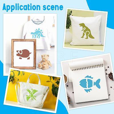 CRASPIRE 4 Sets 4 Styles Animal Theme PP Plastic Hollow Out Drawing Painting Stencils Templates DIY-CP0010-52A-1