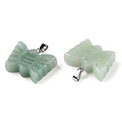 Natural Green Aventurine Carved Butterfly Pendants G-N342-01E-1