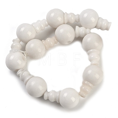 Natural White Jade 3-Hole Guru Beads Strands G-H064-E03-01-1