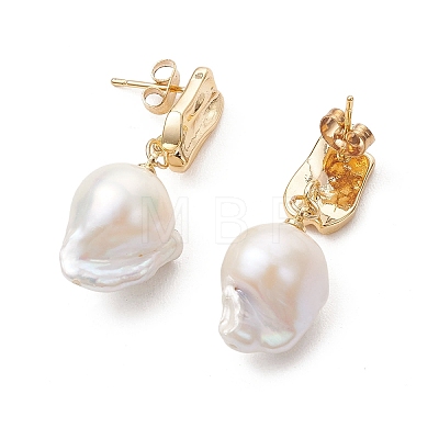 Nuggets Natural Baroque Pearl Keshi Pearl Dangle Stud Earrings EJEW-JE07001-1