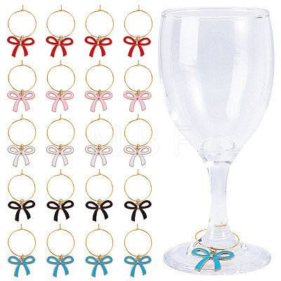 20Pcs 5 Colors Brass Wine Glass Charms AJEW-ME00020-1
