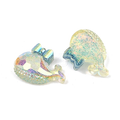 Transparent Epoxy Resin Whale with Bowknot Decoden Cabochons RESI-XCP0002-53-1