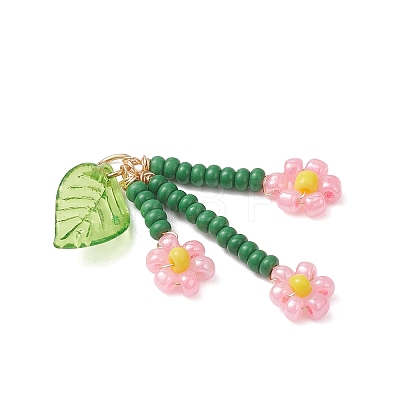 Glass Seed Beaded Flower Pendants PALLOY-MZ01194-02-1