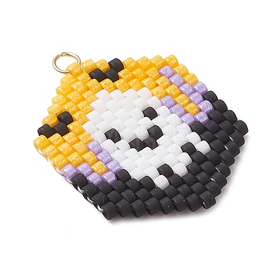 Hallowen Theme Glass Seed Beaded Pendants PALLOY-MZ00873-04-1
