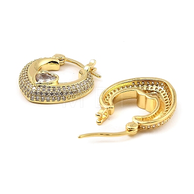 Brass with Cubic Zirconia Hoop Earrings EJEW-K254-05G-1