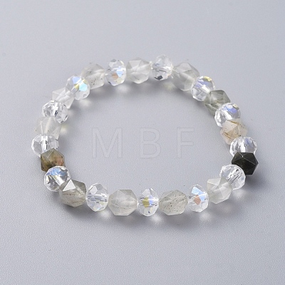 Natural Mixed Gemstone Stretch Bracelets BJEW-JB05024-1