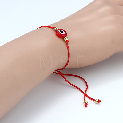 Flat Round with Evil Eye  Braided Bead Bracelets WG2D48B-01-1