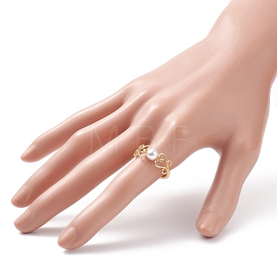 Shell Pearl Braided Finger Ring RJEW-TA00050-1