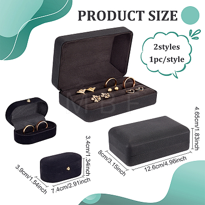 Fingerinspire 2Pcs 2 Styles Rectangle & Oval PU Leather Finger Ring Display Boxes CON-FG0001-10-1