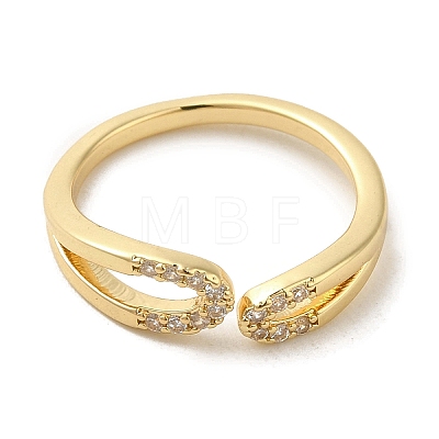 Brass Micro Pave Cubic Zirconia Rings for Women RJEW-E295-26G-1