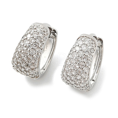 Brass Micro Pave Clear Cubic Zirconia Hoop Earrings EJEW-M077-20P-1